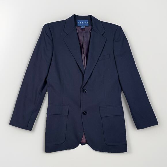VTG Ralph Lauren Blazer Women's Size 12 Navy Blue Wool Button Made in USA - Picture 1 of 11